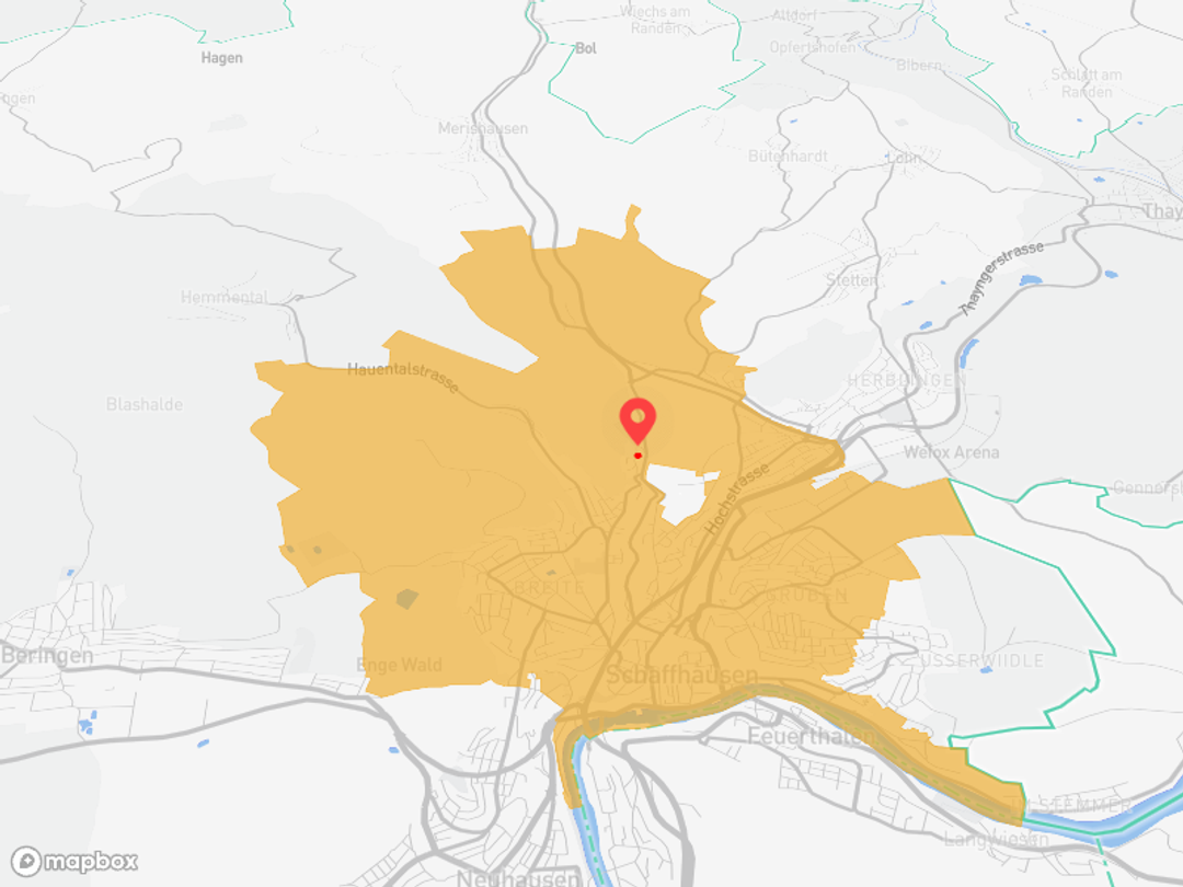 Schaffhausen mit Rhein, Munot und S-Bahn