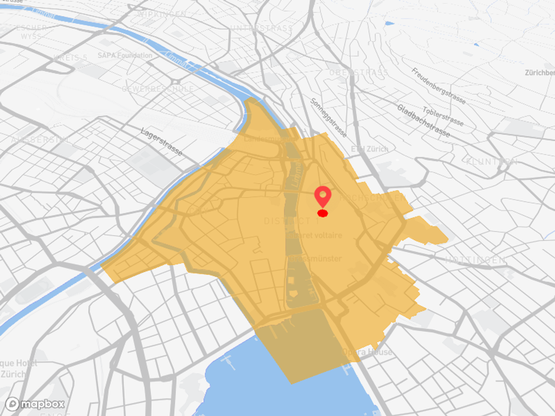 Zürich Altstadt mit dichtem ÖV-Netz