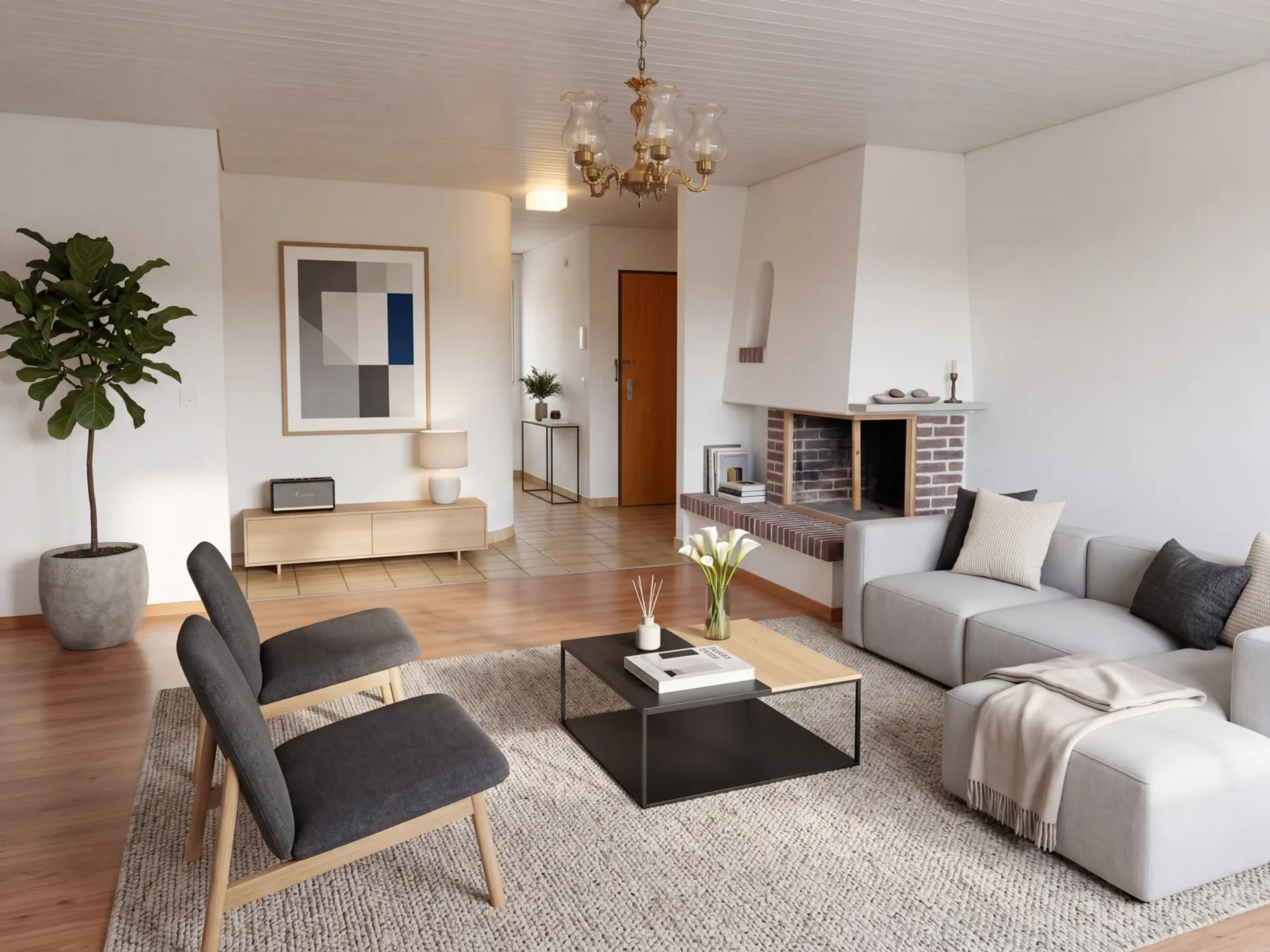 3½-Zimmer-Wohnung mit Balkon und Cheminée 