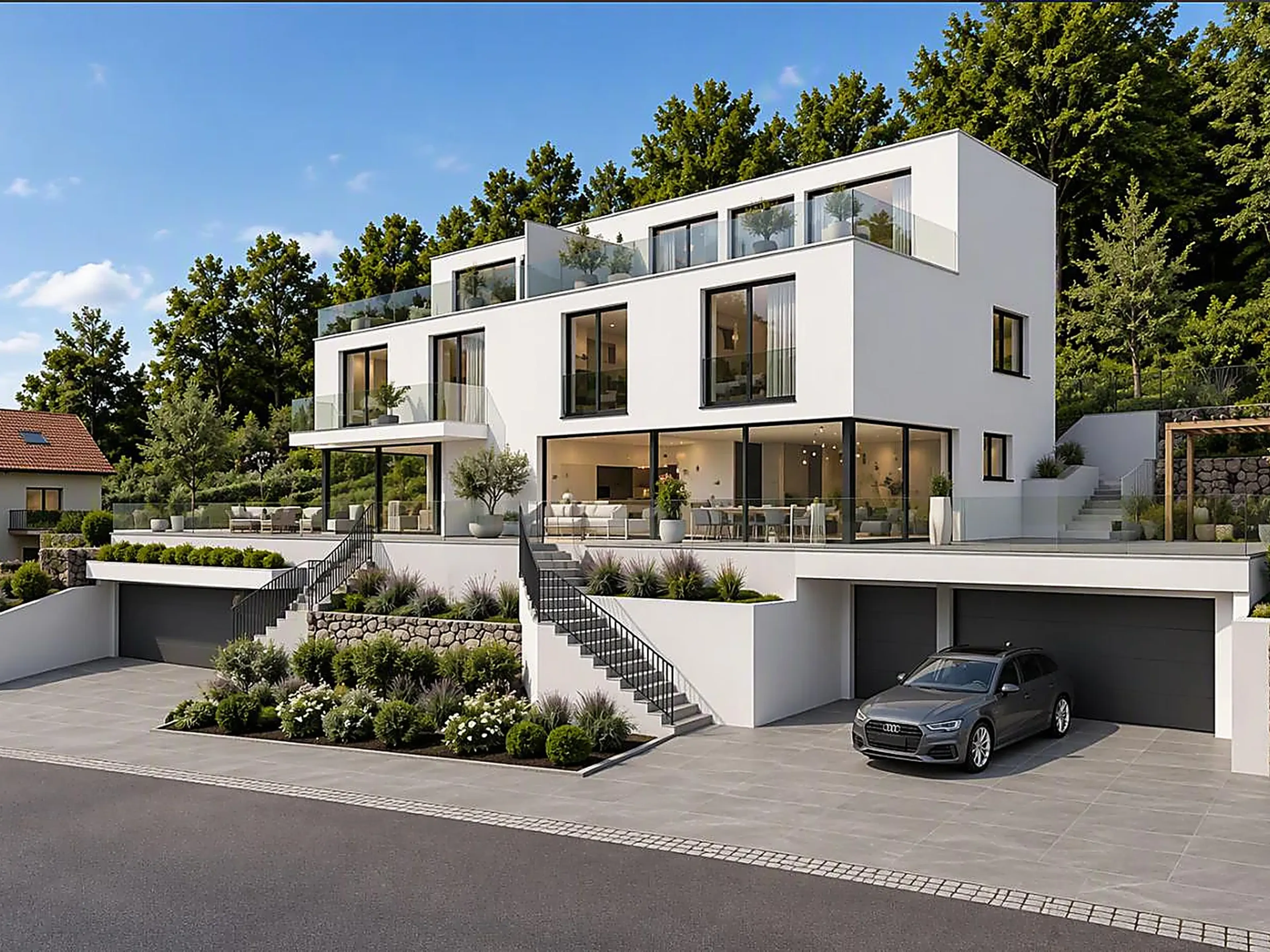 Exklusive 8-Zimmer-Doppelhaushälfte mit Dachterrasse in Münchenstein