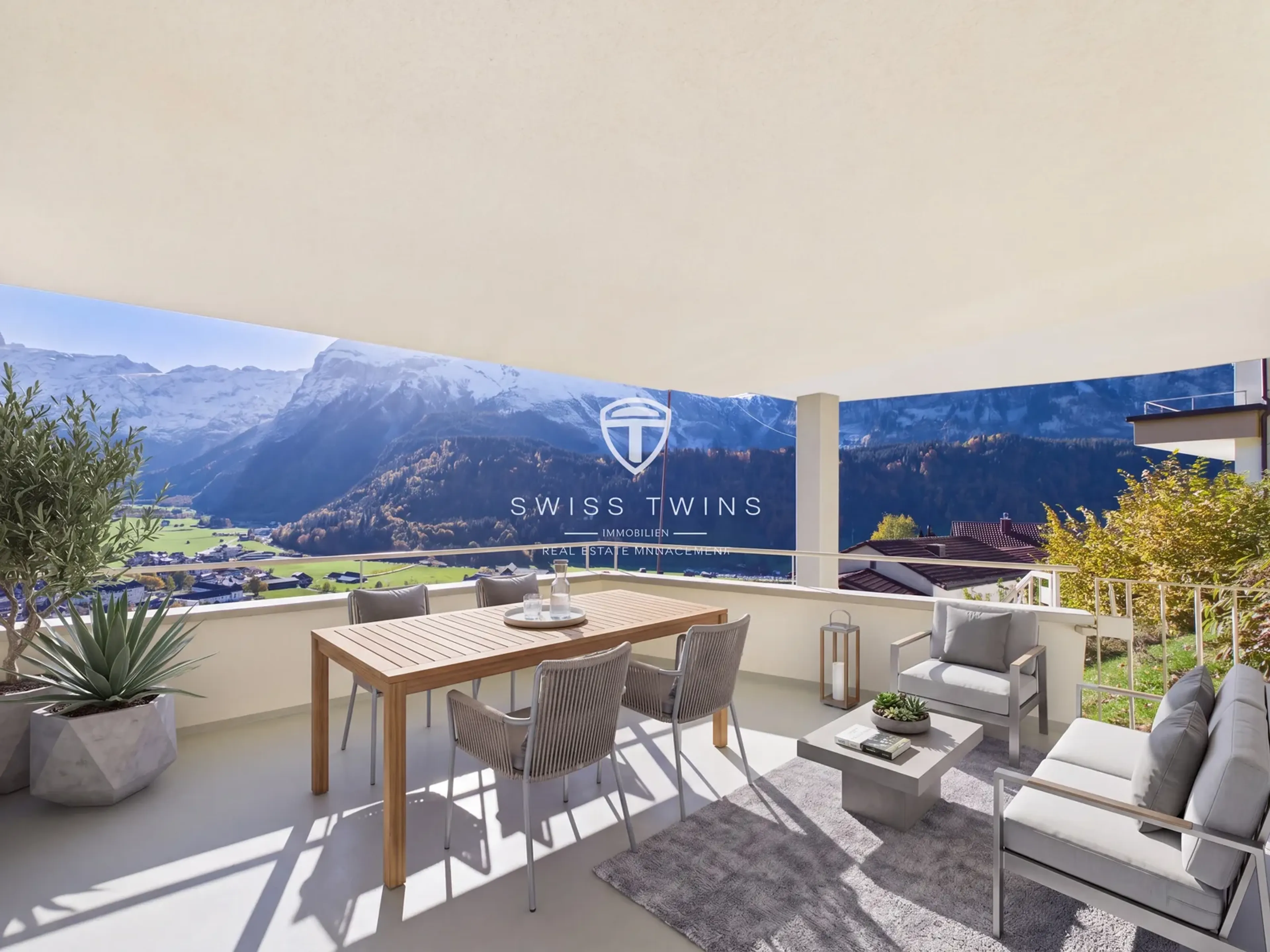 Möblierte 3.5-Zimmer-Wohnung mit Bergsicht in Engelberg mieten - 1