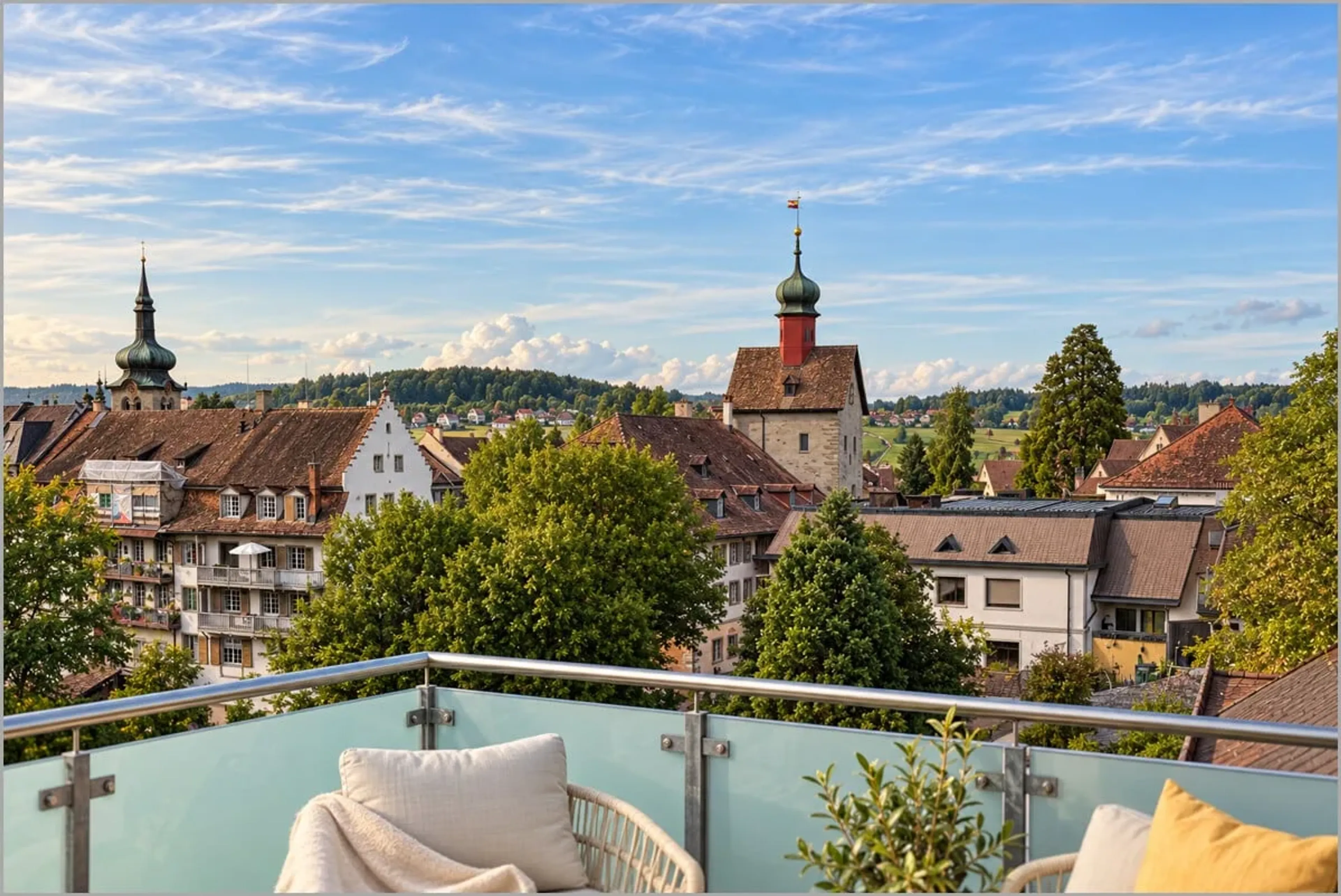 Rustikale Dachwohnung mit Terrasse und Blick über die Dächer der Altstadt