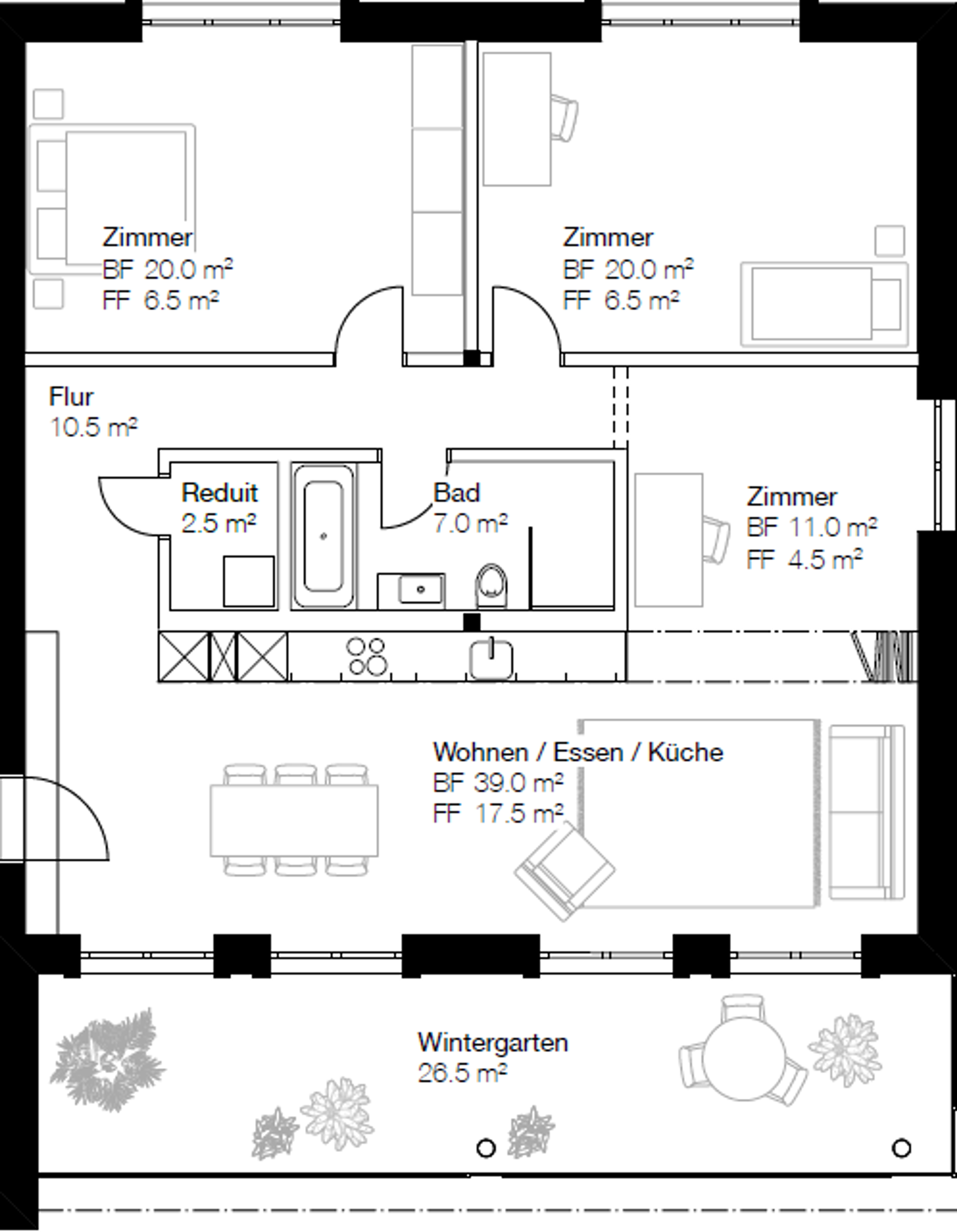 Moderne 3.5-Zimmer-Wohnung mit Wintergarten (W202) - Bild 3