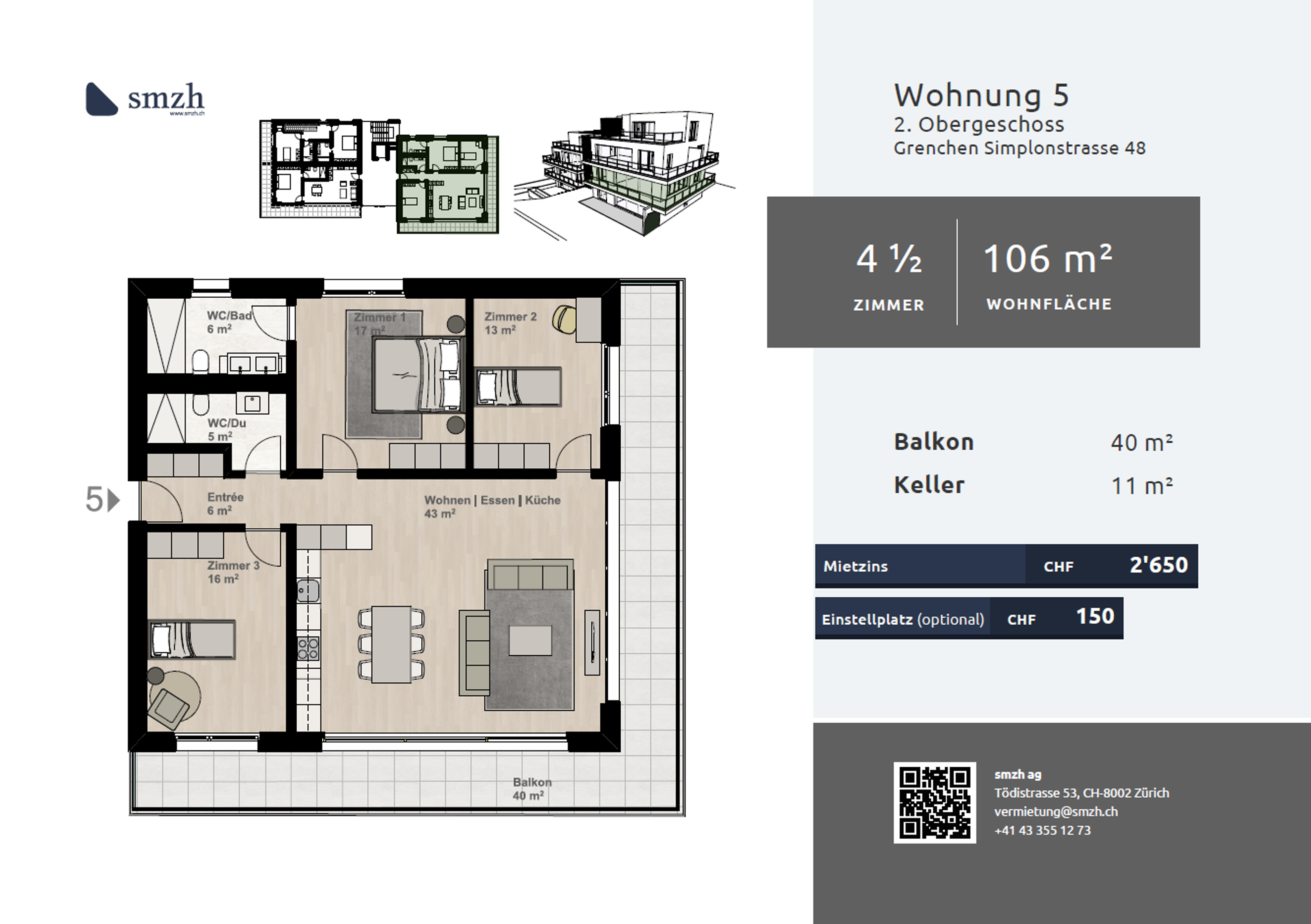 Moderne 4.5-Zimmer Wohnung in Grenchen mit Balkon - Bild 3