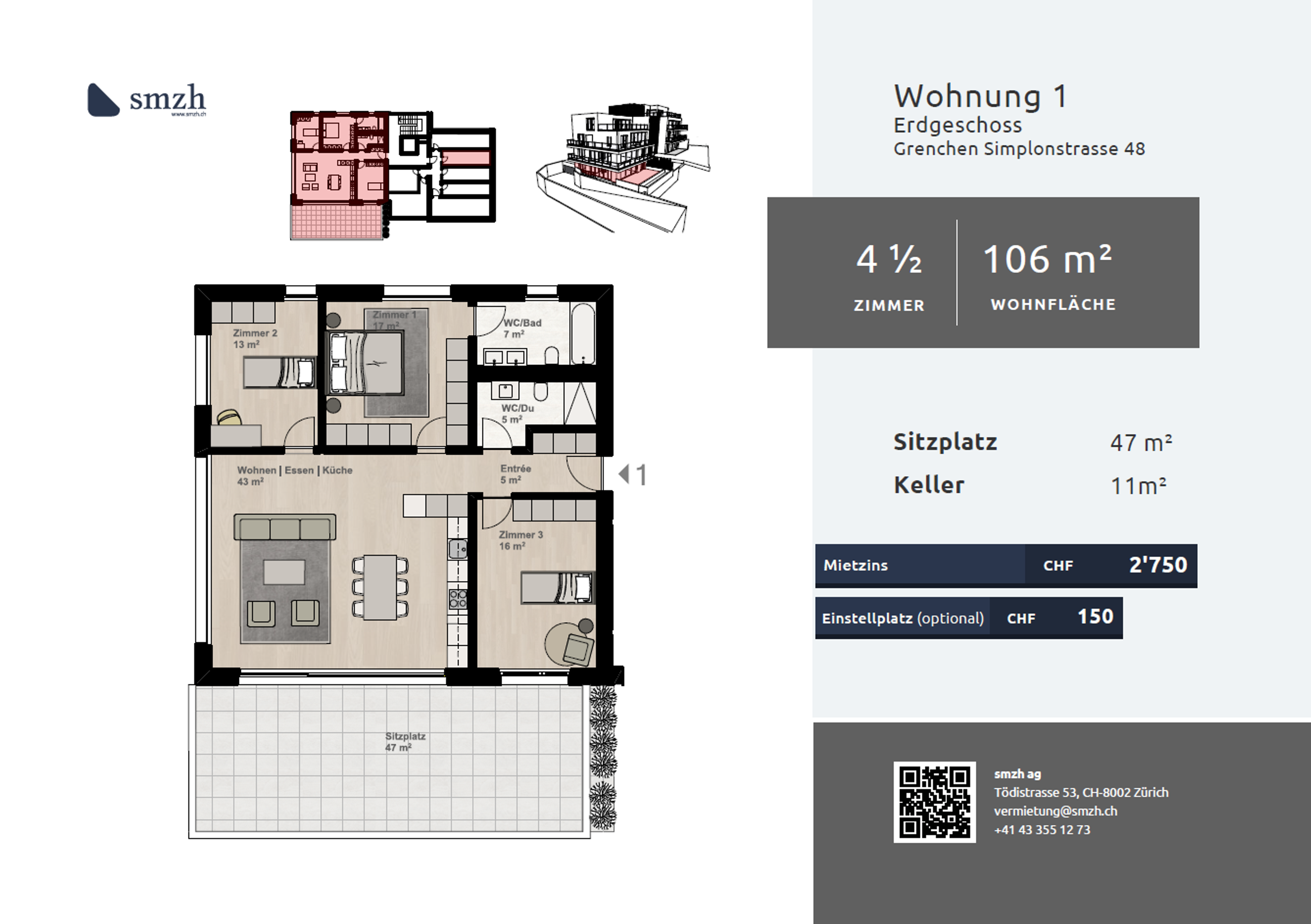 Moderne 4.5-Zimmer Erstbezugswohnung mit Garten in Grenchen - Bild 2