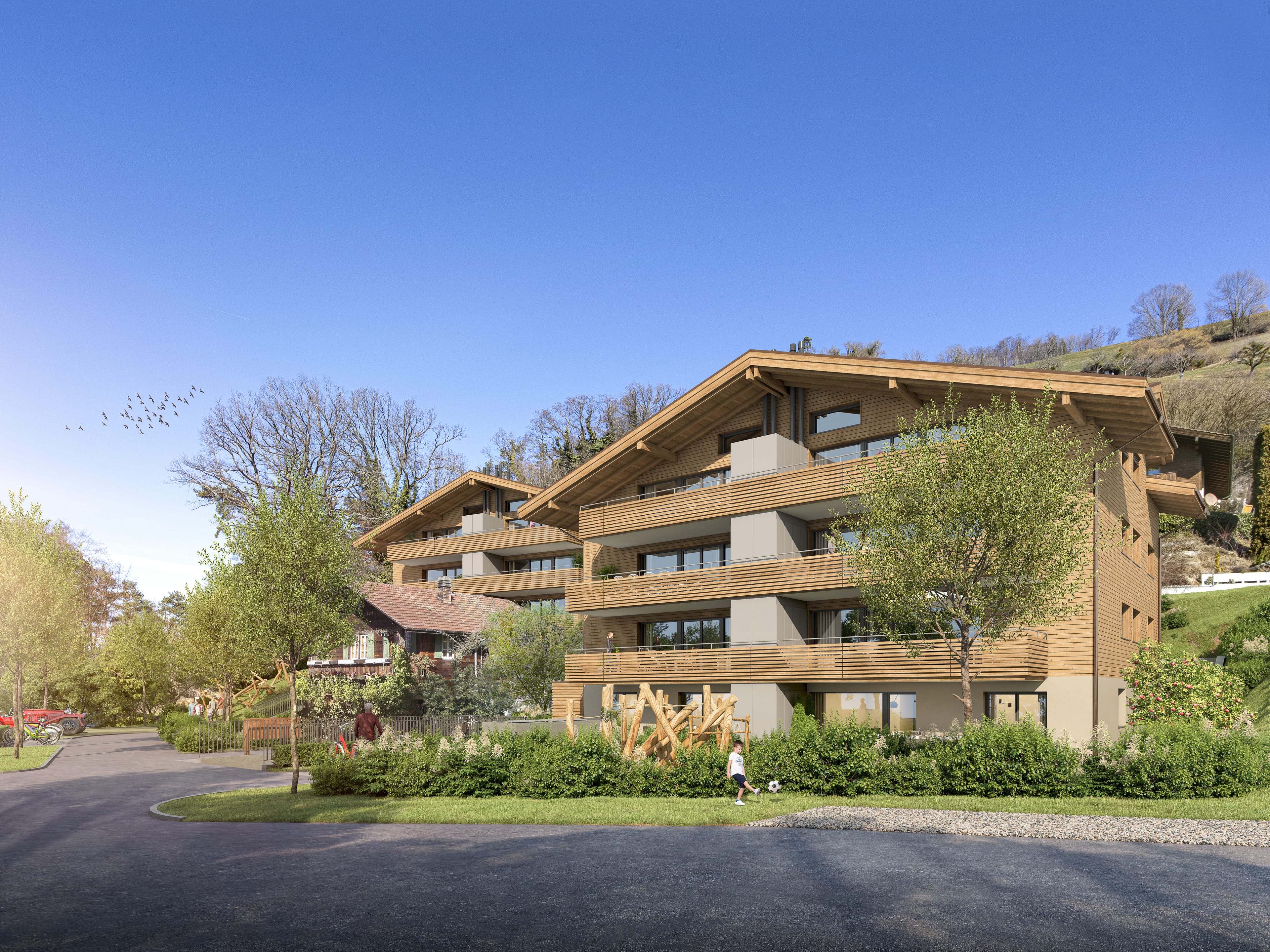 Haus B. 4.5-Zi.-Neubauwohnung 1. OG-Ost mit Bergsicht in Gunten – barrierefrei - Bild 3