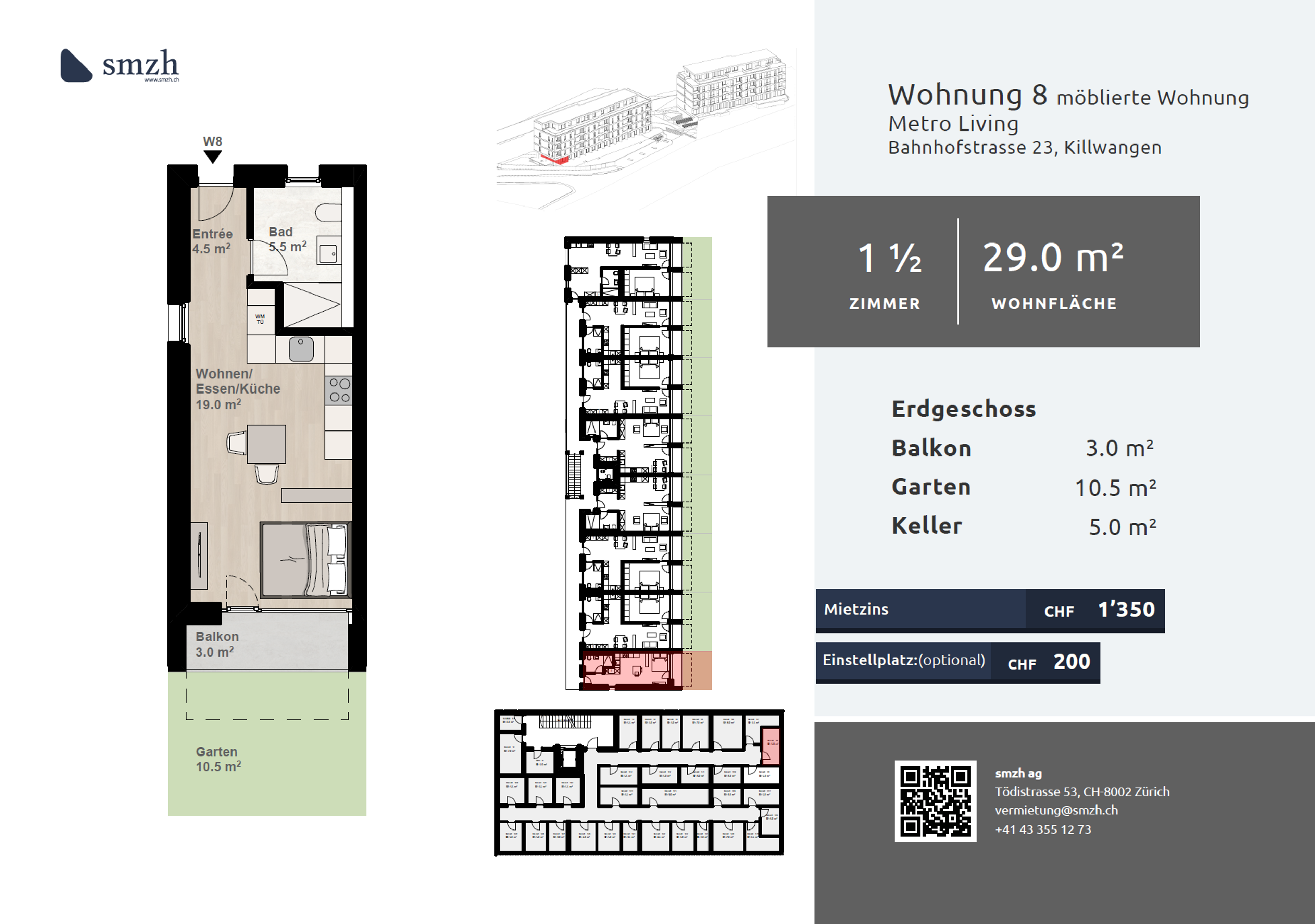 1.5-Zimmer-Gartenstudio mit Balkon - urban wohnen in Killwangen - Bild 2