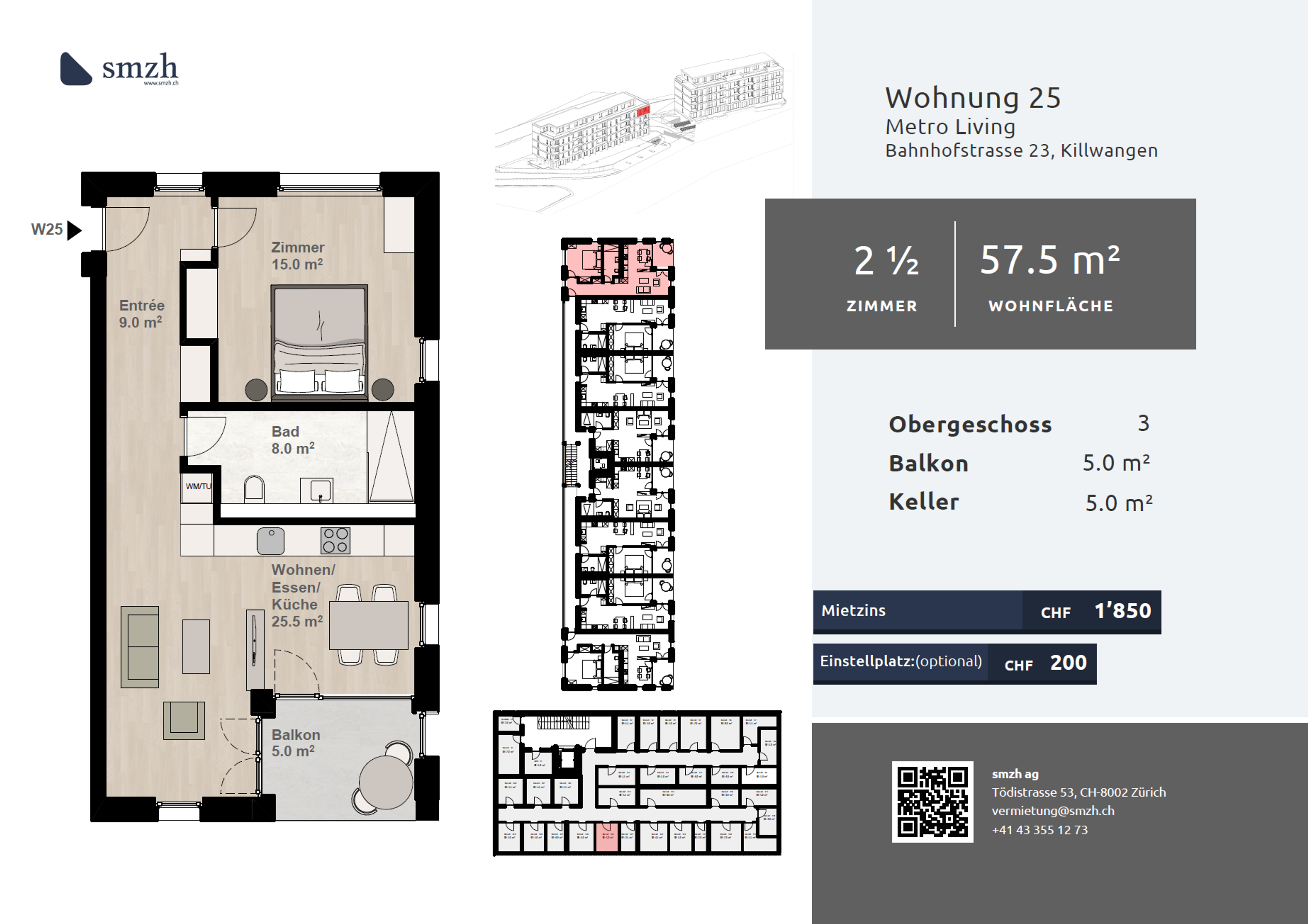 2.5-Zi. Neubau mit Balkon - direkt am Bahnhof, Killwangen - 2