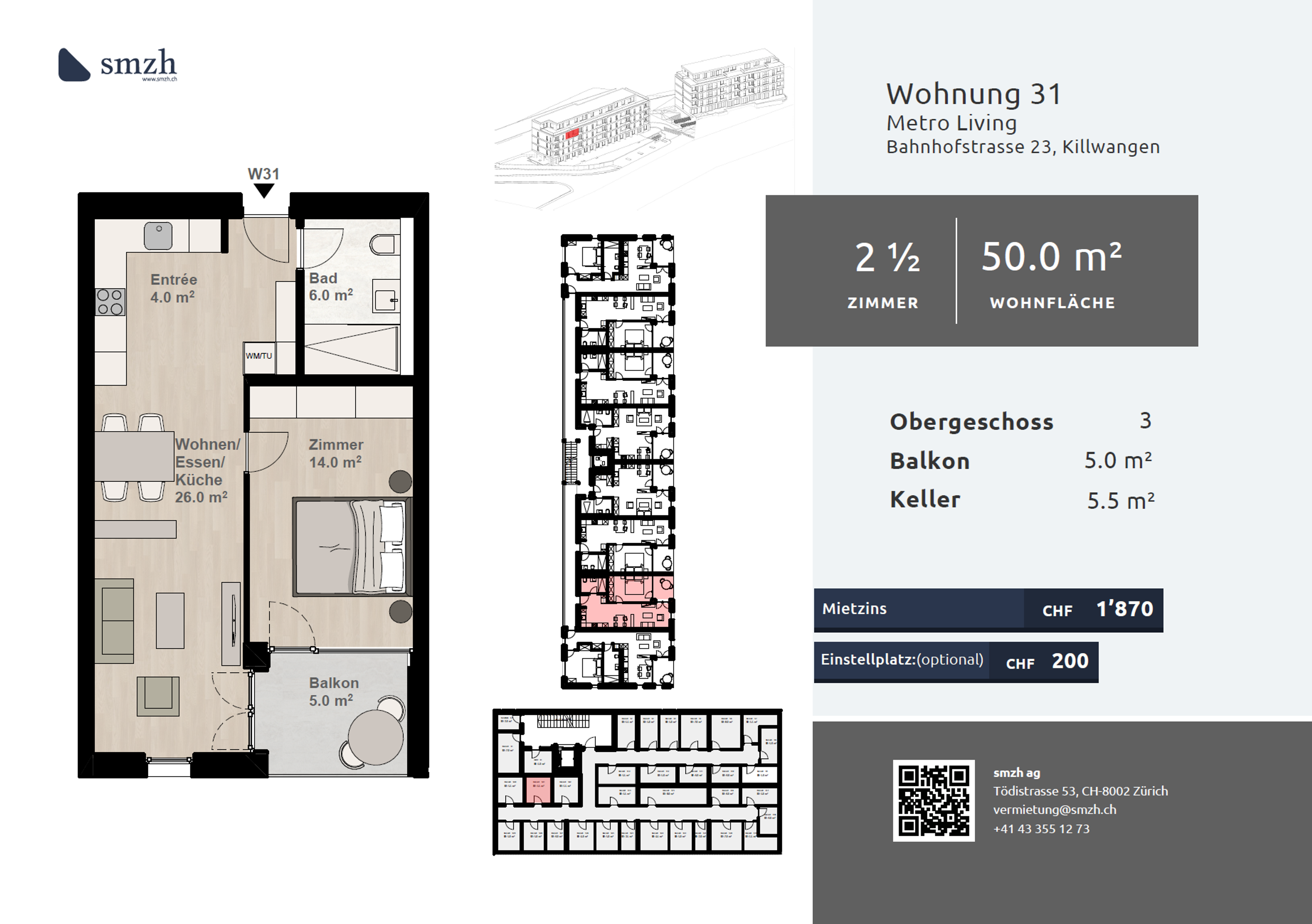 2.5-Zimmer Neubau mit Balkon - urban mieten in Killwangen - 2