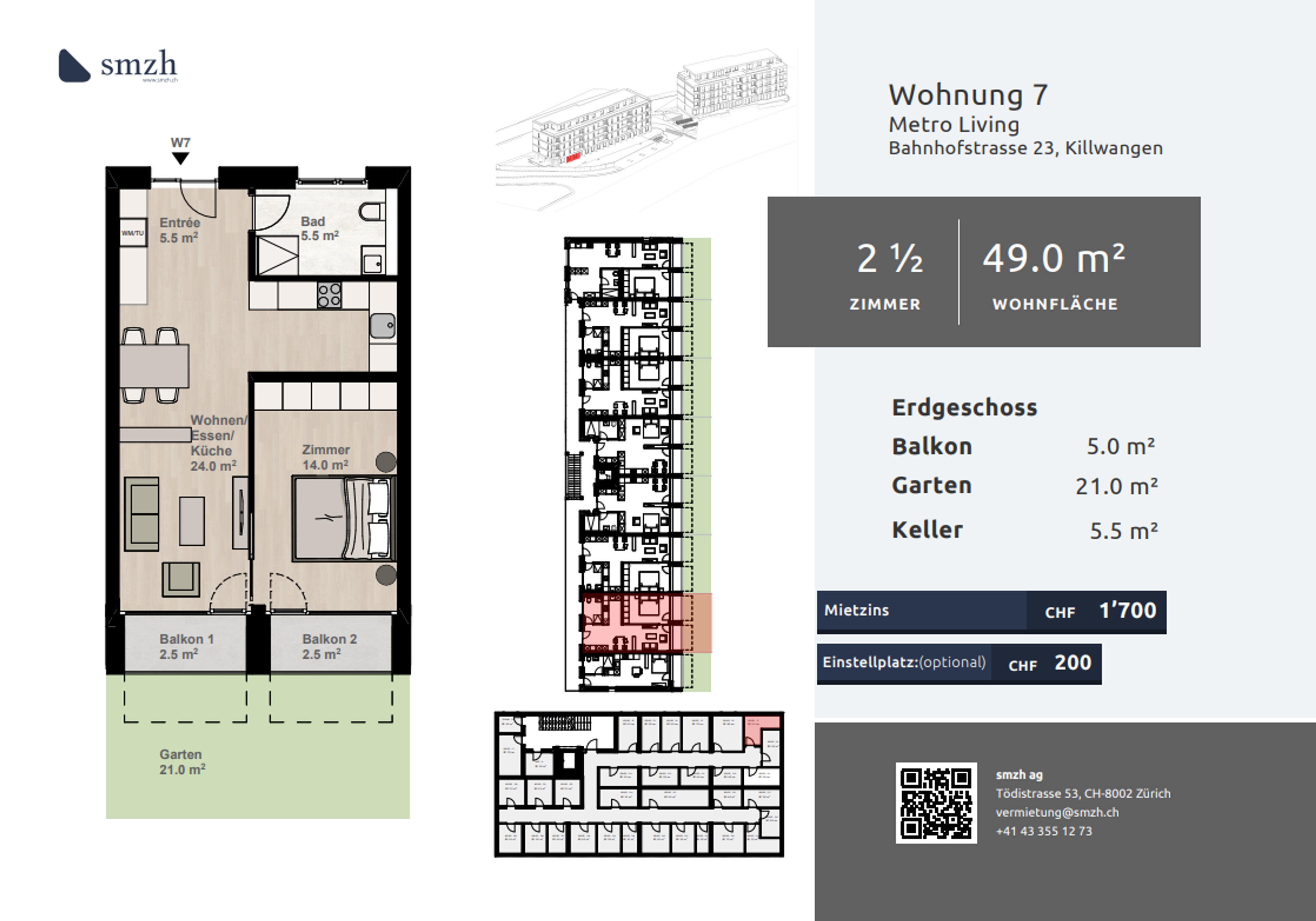 2.5-Zimmer-Gartenwohnung, Neubau, Killwangen - direkt am Bahnhof - 2