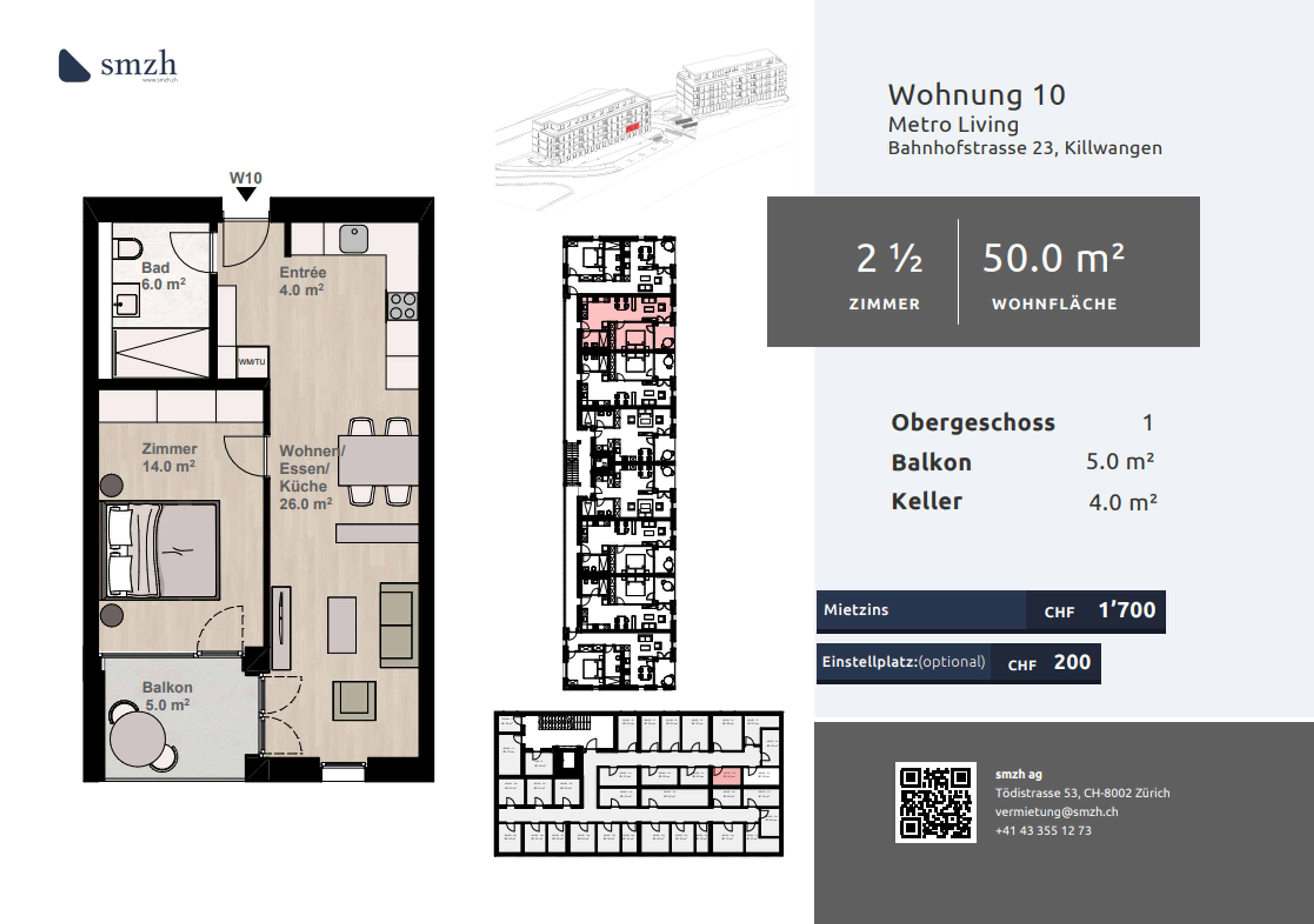 2.5-Zi.-Wohnung mit Balkon - direkt am Bahnhof Killwangen - Bild 2