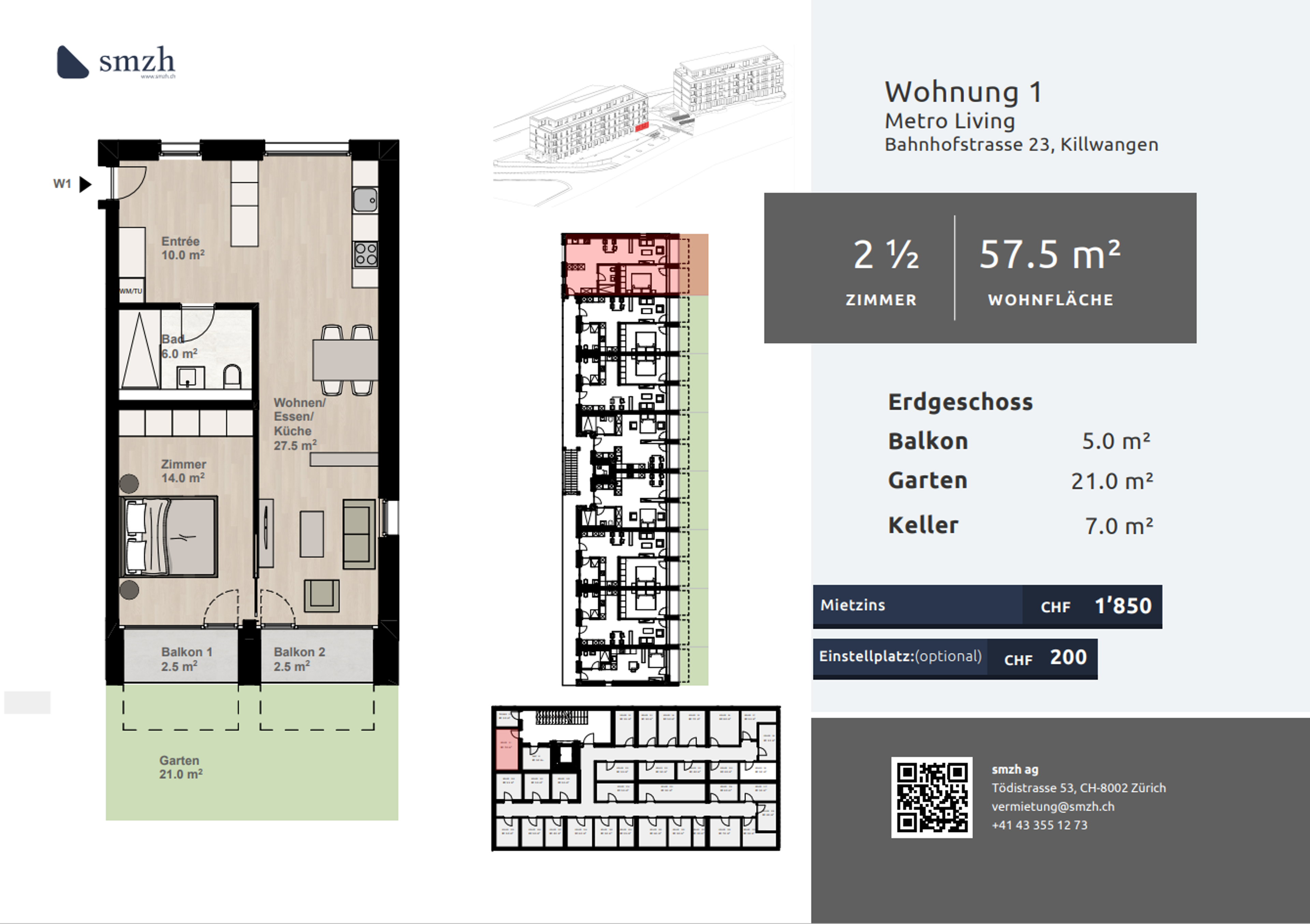 2.5-Zimmer-Wohnung mit Balkon mieten - urban in Killwangen - 2