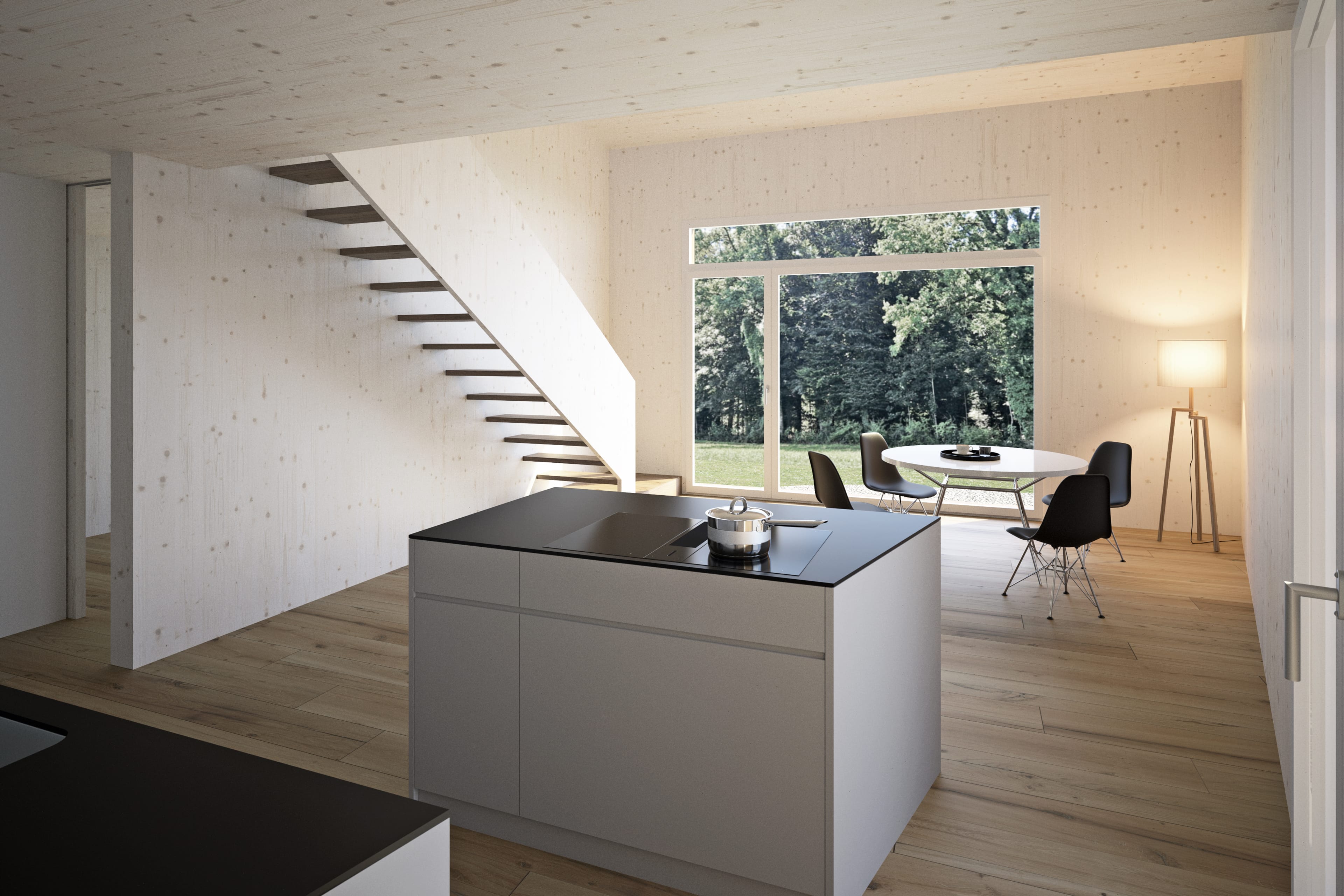 Wohnen mit Freiraum – moderne Doppelhaushälfte im Atelierhaus-Stil