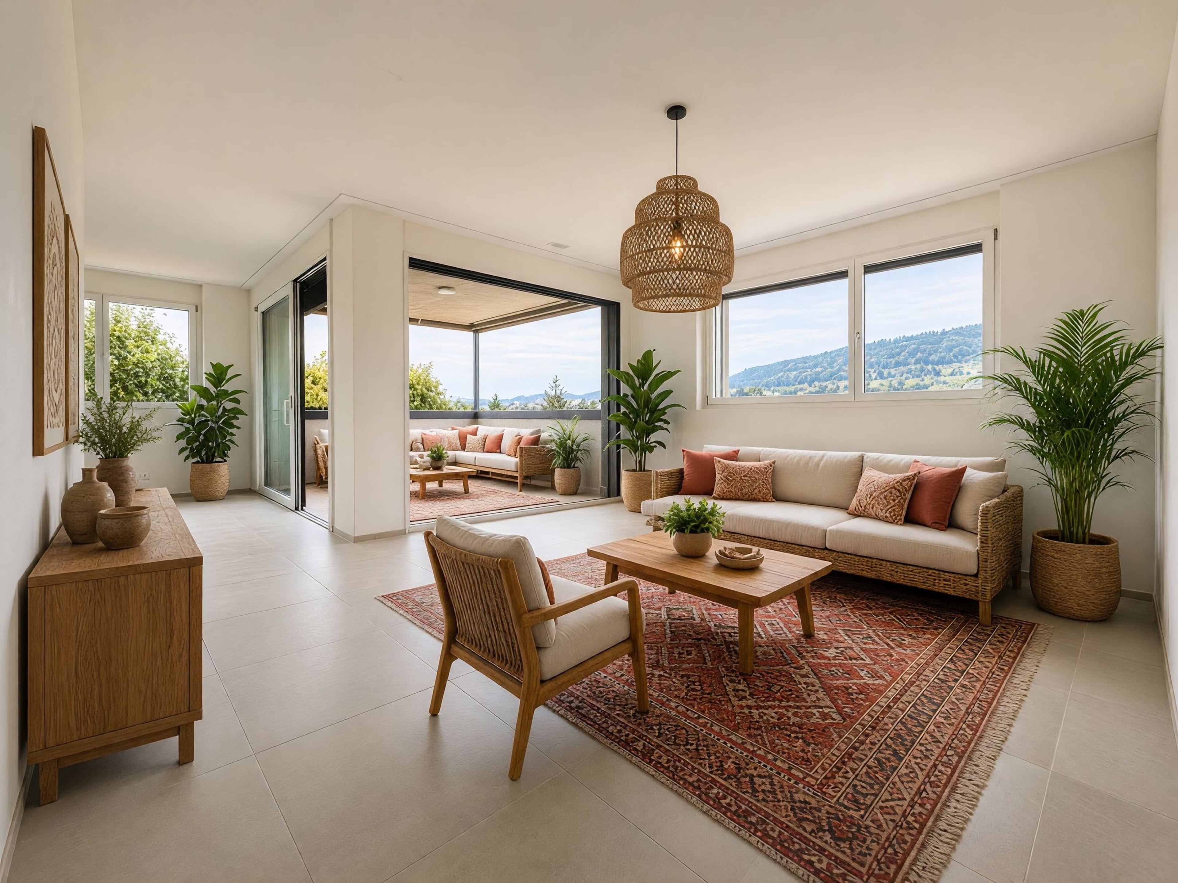 GEDECKTER BALKON MIT WEITBLICK INS GRÜNE - 4